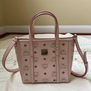 MCM Toni Shopper in Viseto, Power Pink, Mini, Logo Tote